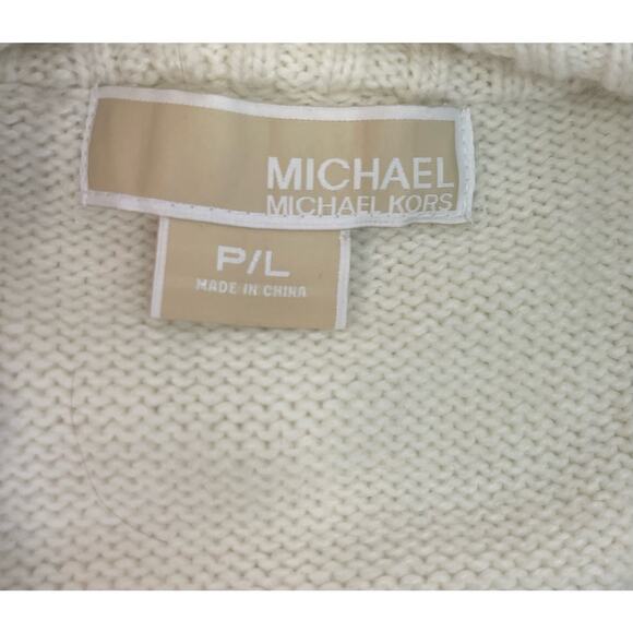 MICHAEL KORS Ivory Sweater Vest Ribbed Knit Faux Fur Size: P/L - Picture 7 of 8